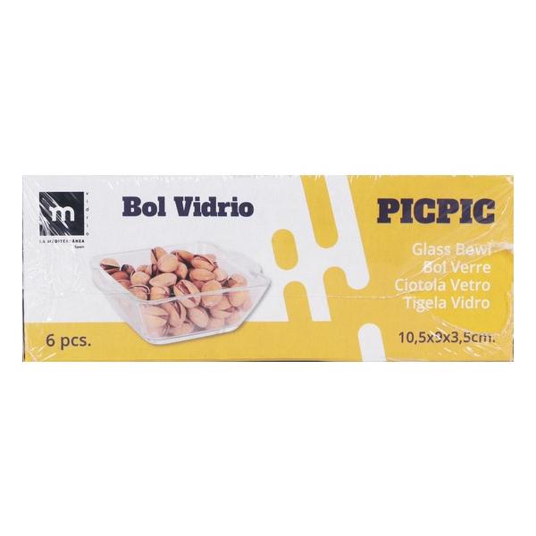 SET 6 BOLS VIDRIO CUADRADO 10,5X9XH3,5CM PICPIC - imagen 1