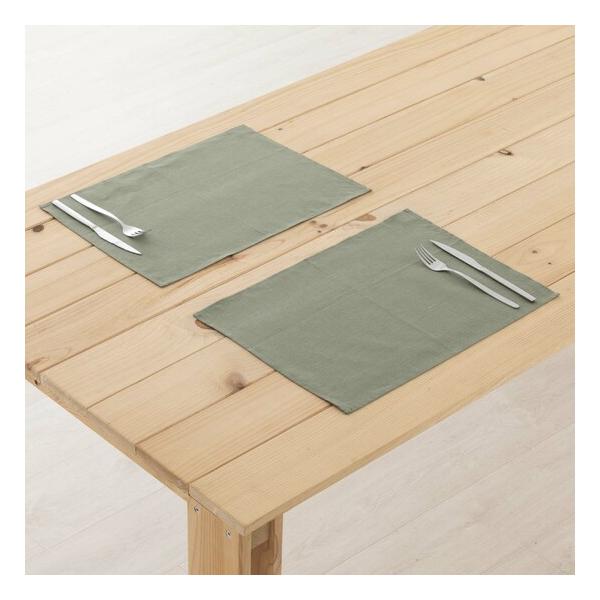 PACK 2 UNIDADES MANTEL INDIVIDUAL HIDROFUGADO ANTIMANCHAS LINO 100% ARMY GREEN