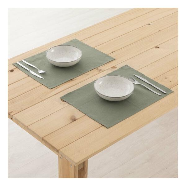 PACK 2 UNIDADES MANTEL INDIVIDUAL HIDROFUGADO ANTIMANCHAS LINO 100% ARMY GREEN - imagen 1