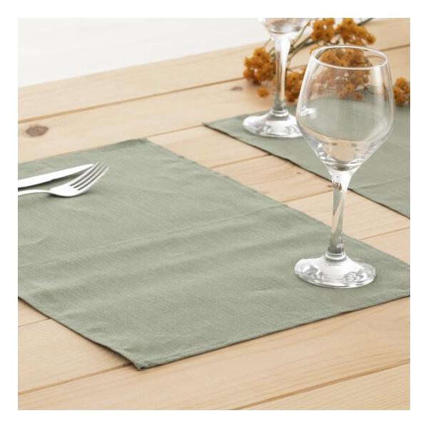 PACK 2 UNIDADES MANTEL INDIVIDUAL HIDROFUGADO ANTIMANCHAS LINO 100% ARMY GREEN - imagen 2