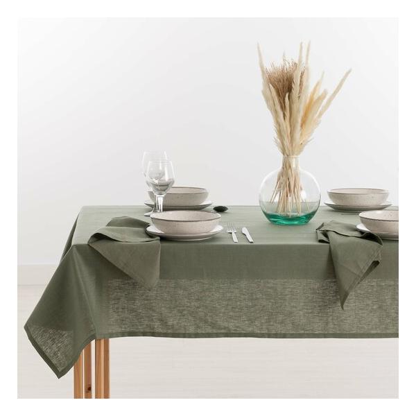 MANTEL HIDROFUGO ANTIMANCHAS LINO 100% ARMY GREEN - imagen 2