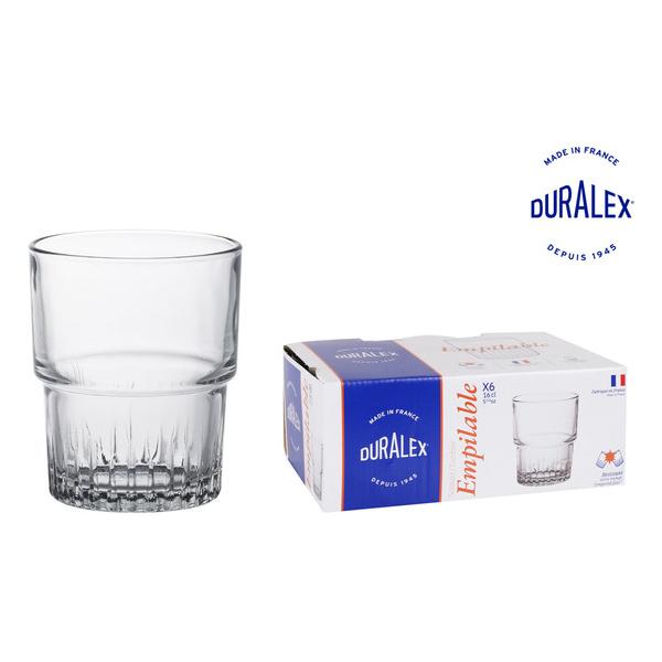 SET 6 VASOS TRANSPARENTE 16CL APILABLE