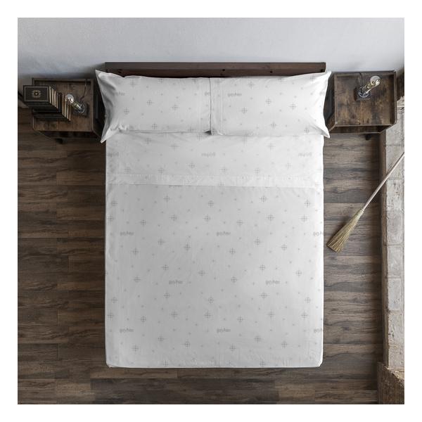 JUEGO DE SÁBANAS CON ALMOHADA Y BAJERA ESTAMPADAS 100% ALGODÓN MODELO HPOTTER STARS GREY PARA CAMA DE 180. - imagen 2