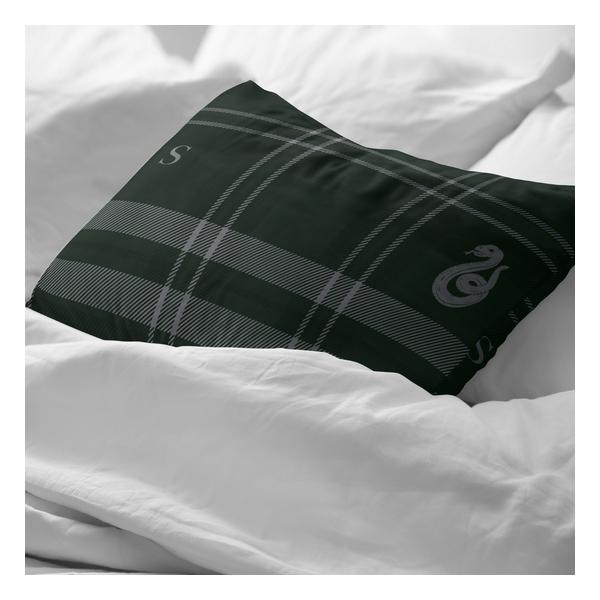 FUNDA DE ALMOHADA 100% ALGODÓN MODELO SLYTHERIN CUADRO DE 50X80CM.