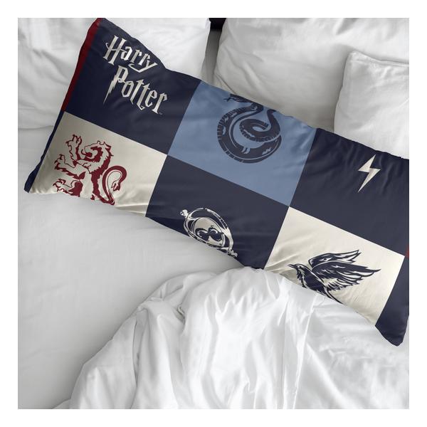 FUNDA DE ALMOHADA 100% ALGODÓN HOGWARTS CUADROS AZUL DE 30X50.