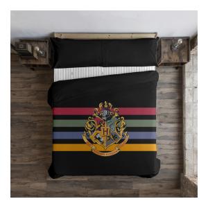 FUNDA NÓRDICA CON BOTONES 100% ALGODÓN MODELO HOGWARTS BLACK PARA CAMA DE 105 (180X220 CM)