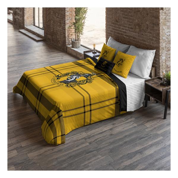 FUNDA NÓRDICA CON BOTONES 100% ALGODÓN MODELO CLASSIC HUFFLEPUFF PARA CAMA DE 105 (180X220 CM)