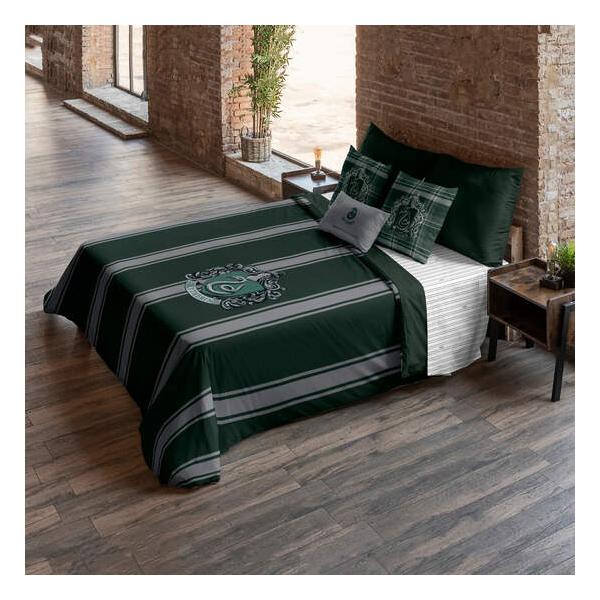 FUNDA NÓRDICA CON BOTONES 100% ALGODÓN MODELO SLYTHERIN RAYAS PARA CAMA DE 135/140 (220X220 CM)