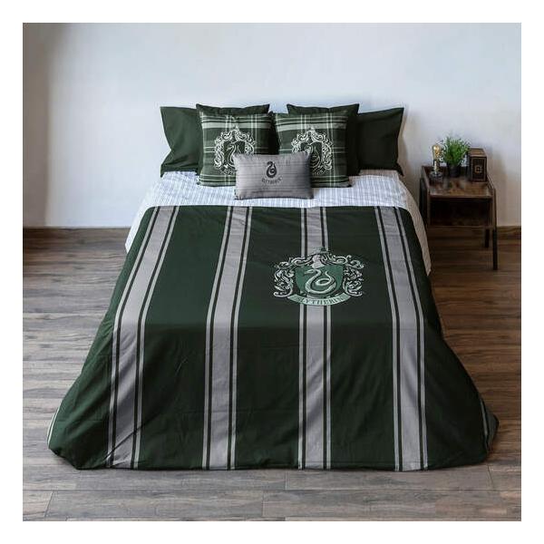 FUNDA NÓRDICA CON BOTONES 100% ALGODÓN MODELO SLYTHERIN RAYAS PARA CAMA DE 135/140 (220X220 CM) - imagen 1