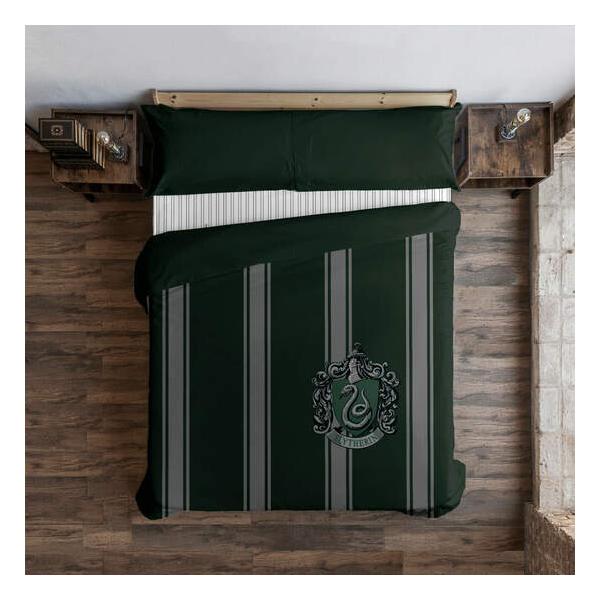 FUNDA NÓRDICA CON BOTONES 100% ALGODÓN MODELO SLYTHERIN RAYAS PARA CAMA DE 135/140 (220X220 CM) - imagen 3