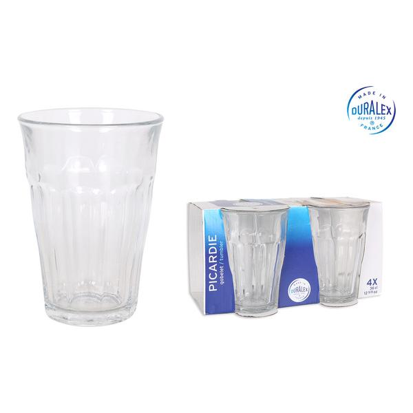 SET 4 VASOS TRANSPARENTE 360CC PICARDIE