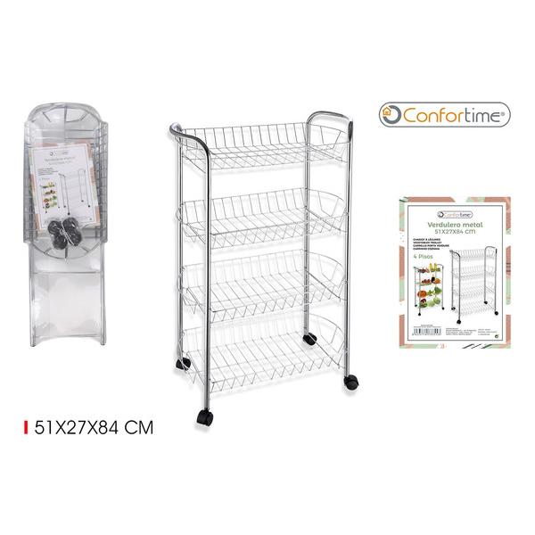 VERDULERO METAL CROMO 4 PISOS 84CM-CONFORTIME