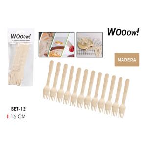 SET12 TENEDORES DESECHABLES MADERA-WOOOW