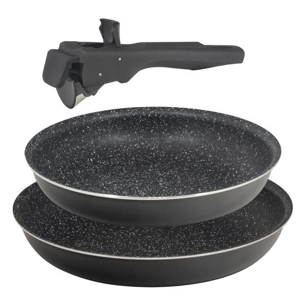 SET 2 SARTENES 24 + 28 CM CLICK AND COOK BLACK CON MANGO CLICK AND COOK