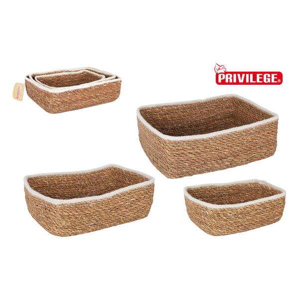 SET 3 CESTAS MIMBRE RECTANGULAR 26/23/20CM PRIVILEGE