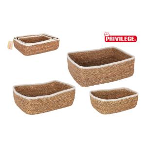 SET 3 CESTAS MIMBRE RECTANGULAR 26/23/20CM PRIVILEGE