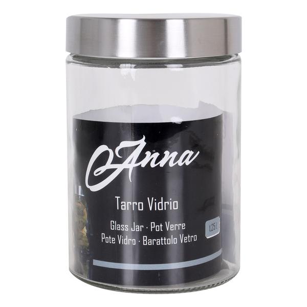 TARRO VIDRIO TAPA ACERO 1.25LT. ANNA - imagen 1