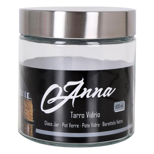 TARRO VIDRIO TAPA ACERO 830ML ANNA - imagen 1