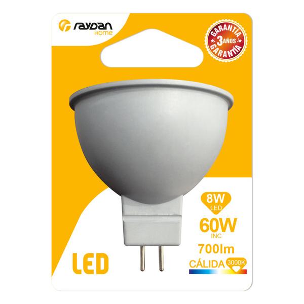 BOMBILLA LED SPOTLIGHT MR16 12V GU5.3 8W (=60W) 700LM 3000K 15000H RAYDAN HOME BL.1