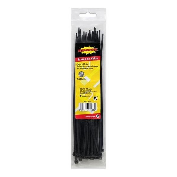 BRIDAS DE NYLON 4X250MM - 30 UDS - COLOR NEGRO