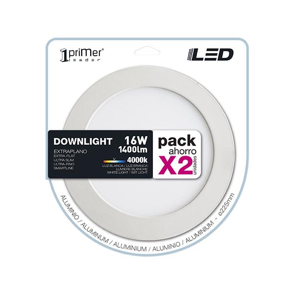 DOWNLIGHT EXTRAPLANO LED REDONDO BLANCO 16W 1400LM PRIMER LEADER - 2UDS