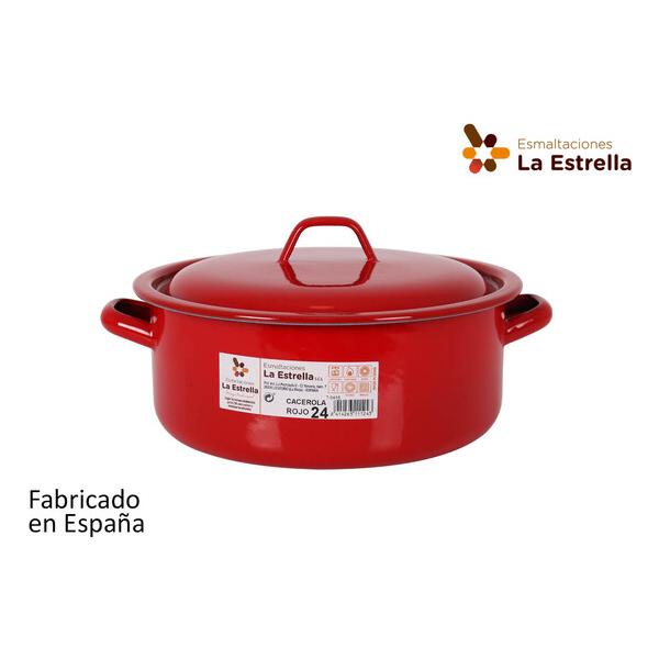 CACEROLA ESMALTADA C/TAPA 24CM ROJO