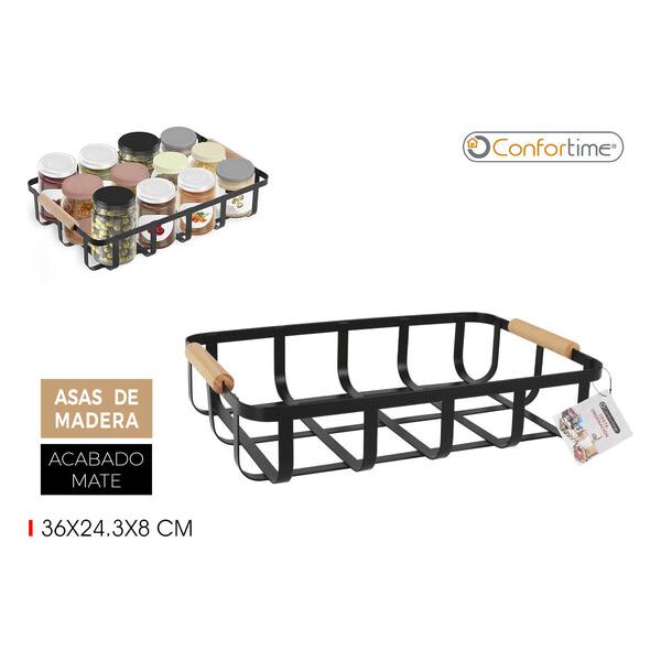 CESTA ORDENAC.NEGRO-WOOD 36X24.3X8 CONFORTIME