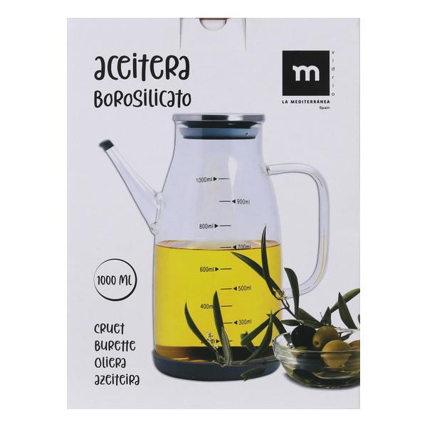 ACEITERA BOROSILICA.TAPON SS 1000ML LA MEDITERRAN