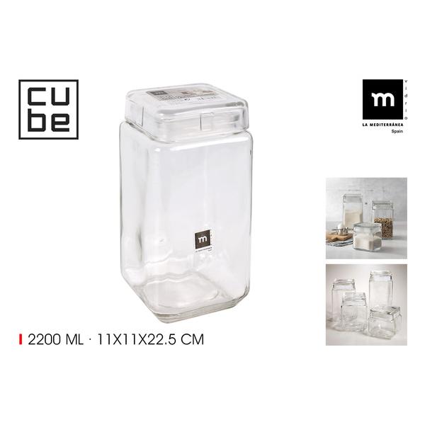 TARRO VIDRIO CUBE 2200ML LA MEDITERRANEA