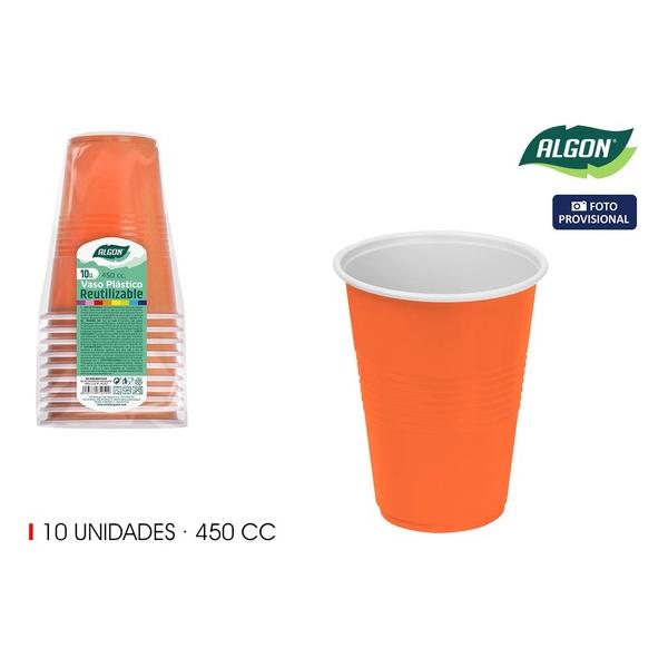 SET-10 VASO BICOLOR NARANJA-BL 450 ALGON