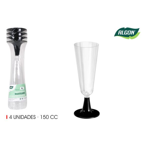 SET-4 COPA CAVA PIE NEGRO 150CC ALGON