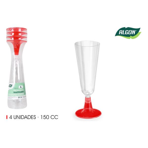 SET-4 COPA CAVA PIE ROJO 150CC ALGON