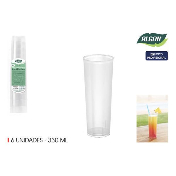 SET-6 VASO TUBO PP 330ML ALGON