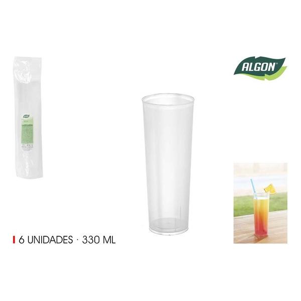 SET-6 VASO TUBO PP 330ML ALGON - imagen 1