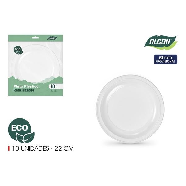 SET-10 PLATO RED. PLAST. ECO. 22CM ALGON