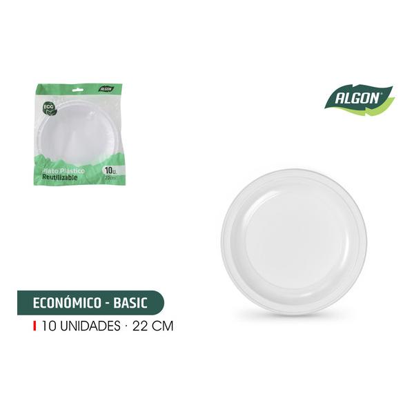 SET-10 PLATO RED. PLAST. ECO. 22CM ALGON - imagen 1