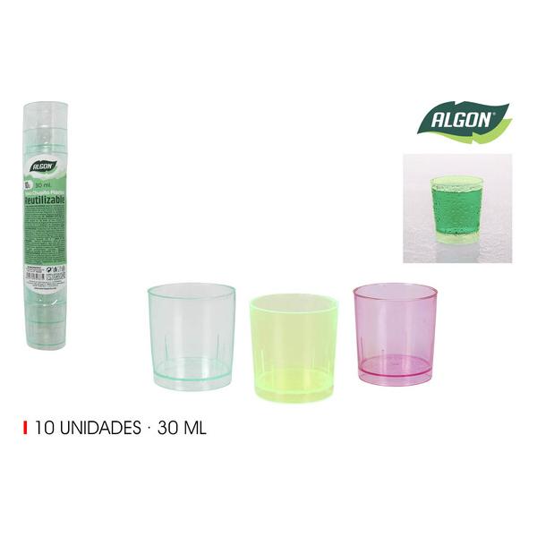 SET-10 VASO CHUPITO COLOR PS 30ML ALGON