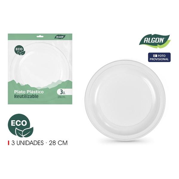 SET-3 PLATO RED. PLAST. ECO. 28CM ALGON