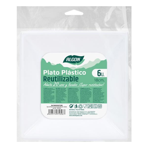 SET-6PLATO H/CUAD.PLAST.PREMI.18CM ALGON - imagen 1