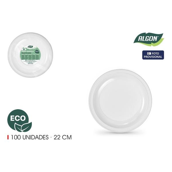 SET-100 PLATO RED. PLAST. ECO. 22CM ALGON