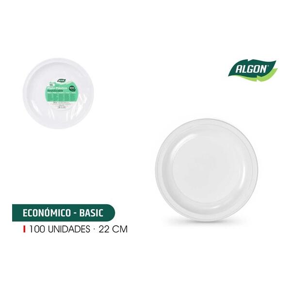 SET-100 PLATO RED. PLAST. ECO. 22CM ALGON - imagen 1