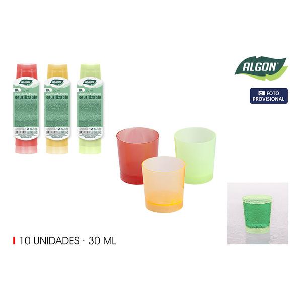 SET-10 VASO CHUPITO COLOR PP 30ML ALGON