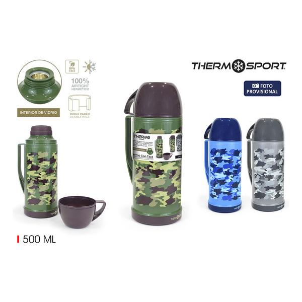 TERMO PLAST. C/TAZA 0.50L CAMUFLAJE THERMOSPORT