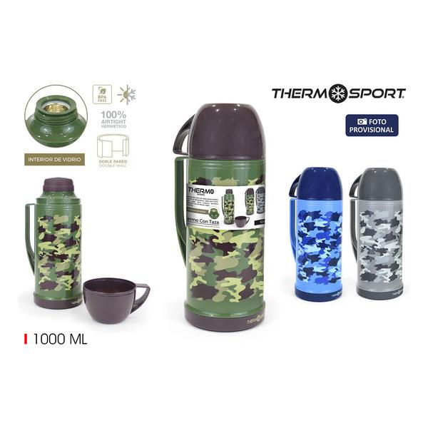 TERMO PLAST. C/TAZA 1L CAMUFLAJE THERMOSPORT