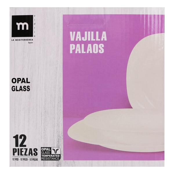 VAJILLA 12PCS CUAD.OPAL PALAOS MD - imagen 1