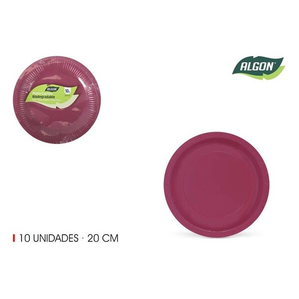 SET-10 PLATO CARTON BURDEOS SOJA 20CM ALGON - imagen 1