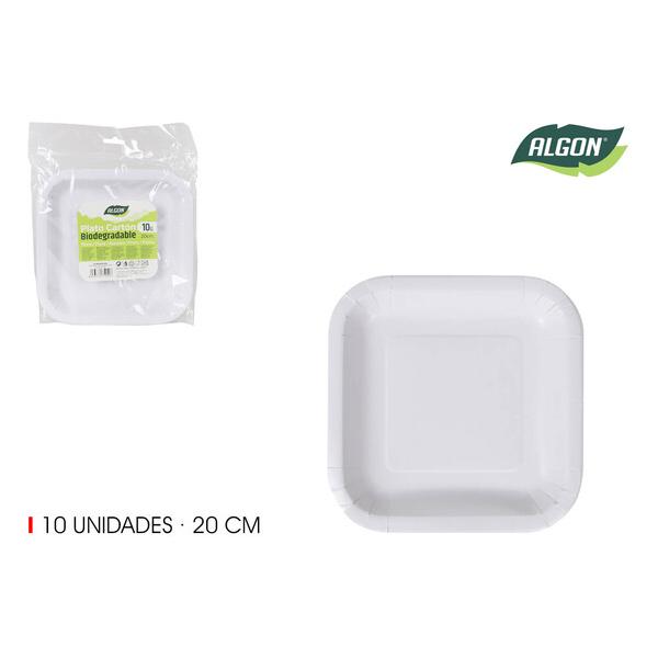 SET-10 PLATO CARTON CUAD. L/SOJA 20CM ALGON