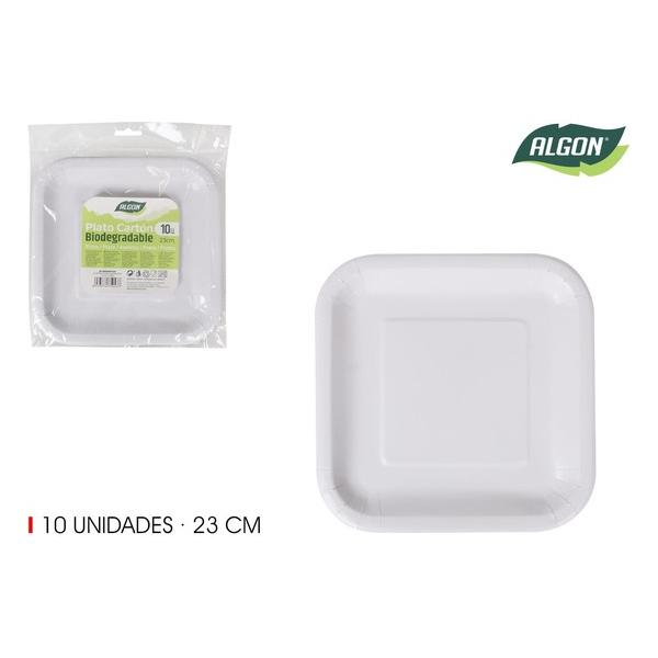 SET-10 PLATO CARTON CUAD. L/SOJA 23CM ALGON