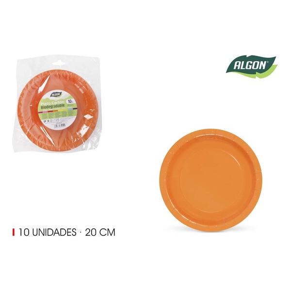 SET-10 PLATO CARTON NARANJA SOJA 20CM ALGON