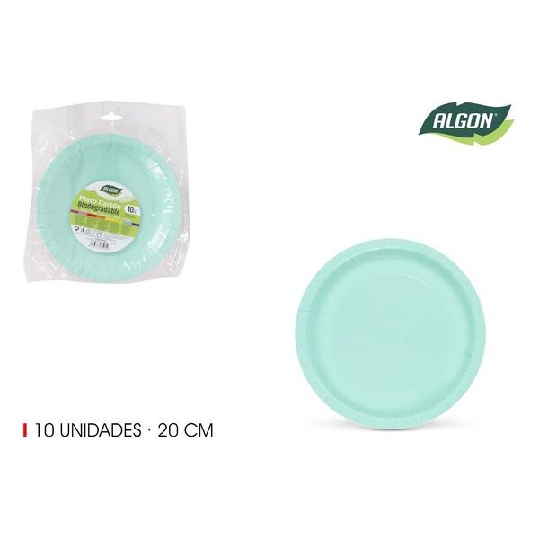 SET-10 PLATO CARTON AGUAMARINA SOJA 20CM ALGON